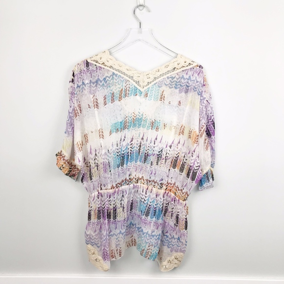 Free People Boho Blouse Multi Color Medium - Picture 3 of 5
